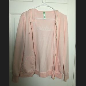 Pink used zip up jacket